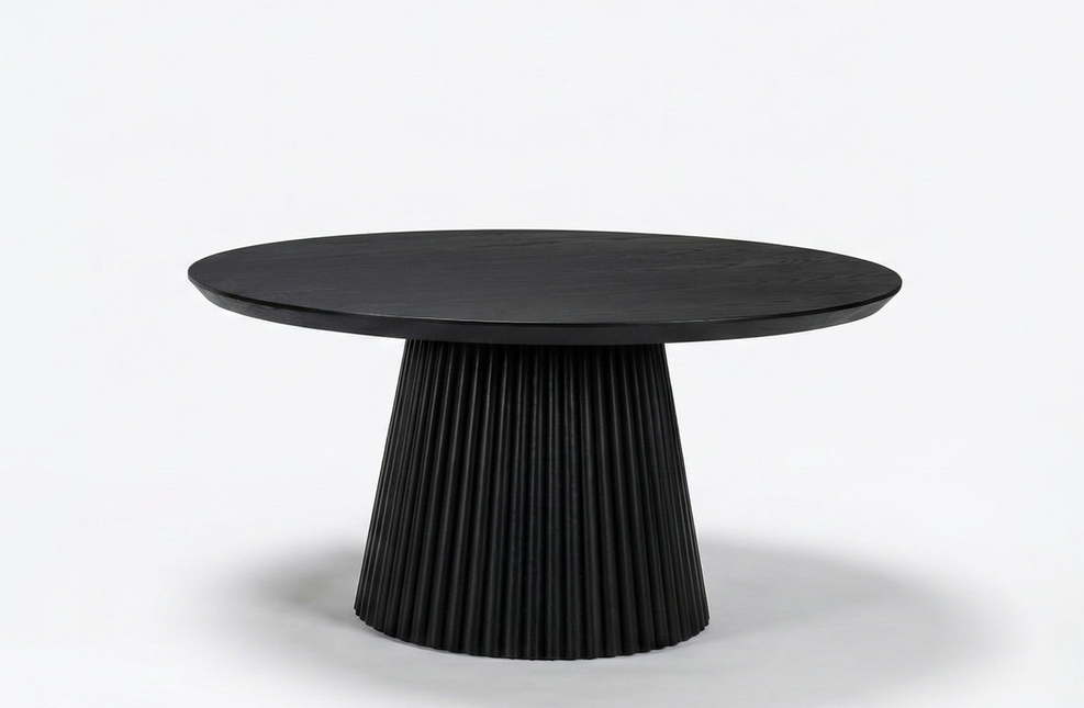 Salontafel Japandi rond zwart mangohout 80cm Kimi