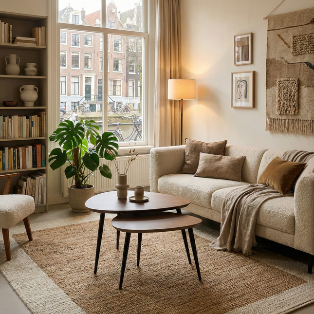 Salontafel organisch 2delig walnoot mangohout Leyla