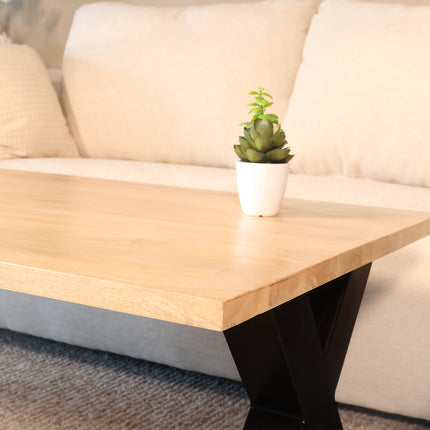 Salontafel x-poot mangohout 130cm lichtbruin Pato