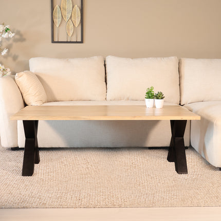 Salontafel x-poot mangohout 130cm lichtbruin Pato