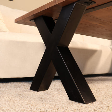 Salontafel x-poot mangohout 130cm walnoot Pato