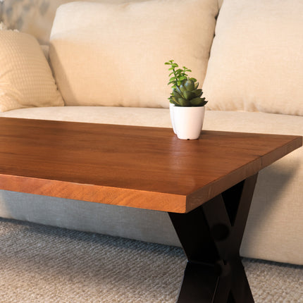 Salontafel x-poot mangohout 130cm walnoot Pato