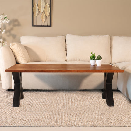 Salontafel x-poot mangohout 130cm walnoot Pato