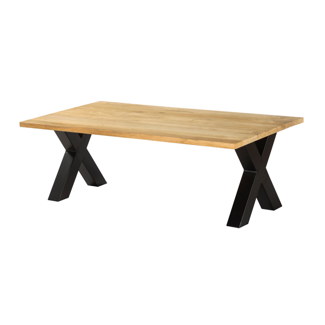 Salontafel x-poot mangohout 130cm lichtbruin Pato