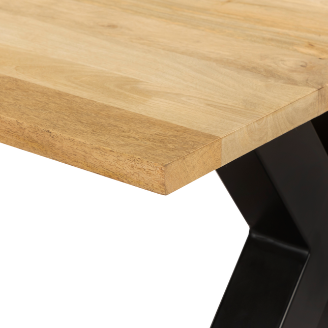Salontafel x-poot mangohout 130cm lichtbruin Pato