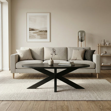 Salontafel ovaal zwart MDF 120cm Rato