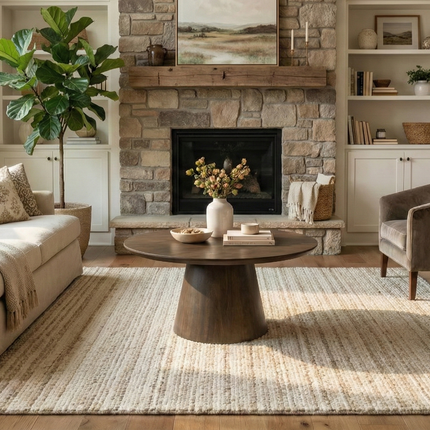 Salontafel Japandi rond walnoot mangohout 80cm Remi