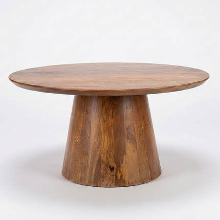 Salontafel Japandi rond bruin mangohout 80cm Remi