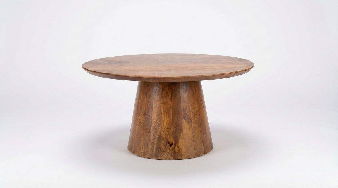 Salontafel Japandi rond bruin mangohout 80cm Remi