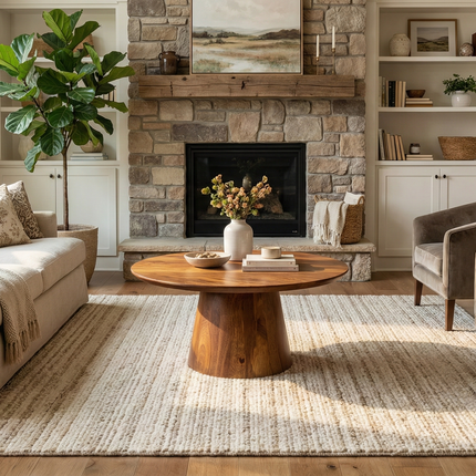 Salontafel Japandi rond bruin mangohout 80cm Remi