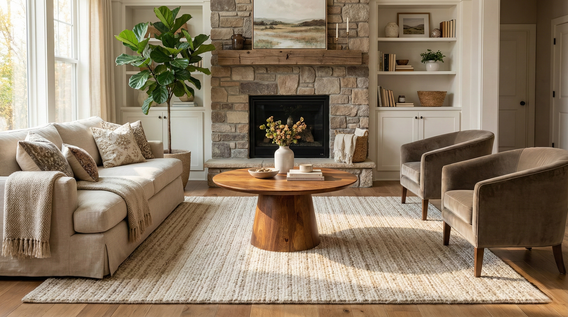 Salontafel Japandi rond bruin mangohout 80cm Remi