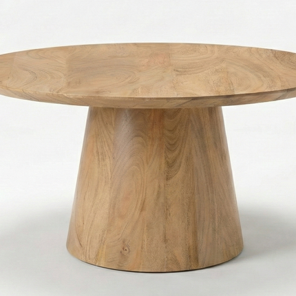 Salontafel Japandi rond lichtbruin mangohout 80cm Remi