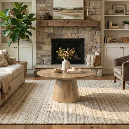 Salontafel Japandi rond lichtbruin mangohout 80cm Remi