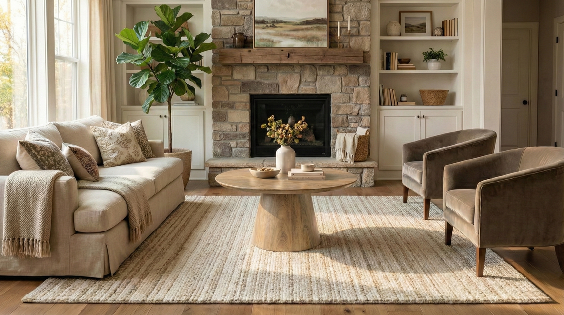 Salontafel Japandi rond lichtbruin mangohout 80cm Remi