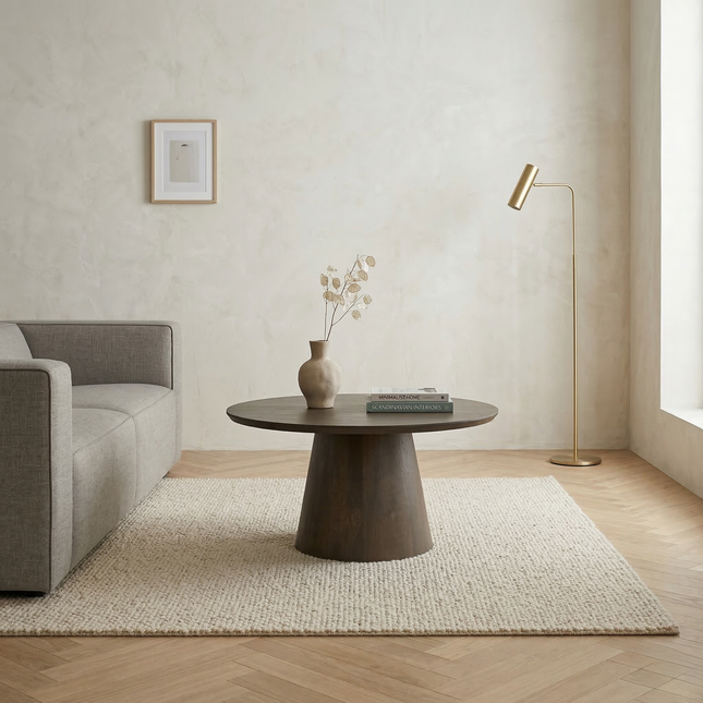 Salontafel Japandi rond walnoot mangohout 80cm Remi