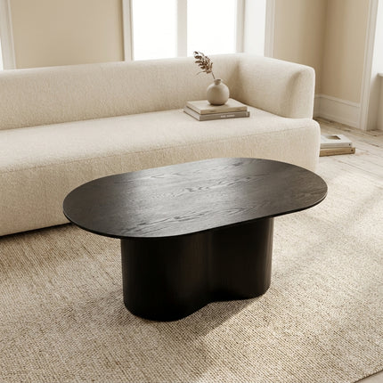 Salontafel Japandi ovaal zwart MDF 100cm Rumi