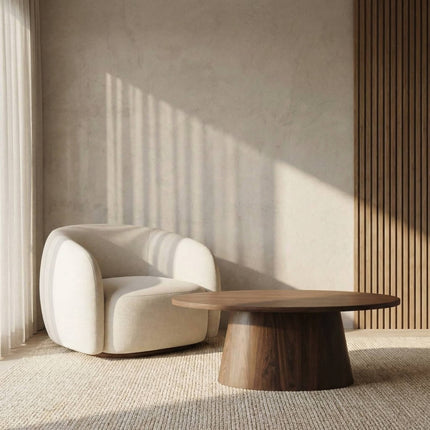 Salontafel Japandi ovaal walnoot MDF 120cm Saga