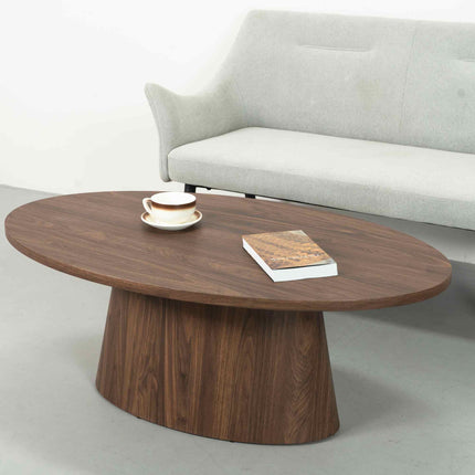 Salontafel Japandi ovaal walnoot MDF 120cm Saga