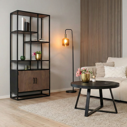 Salontafel rond zwart mangohout 75cm Teun