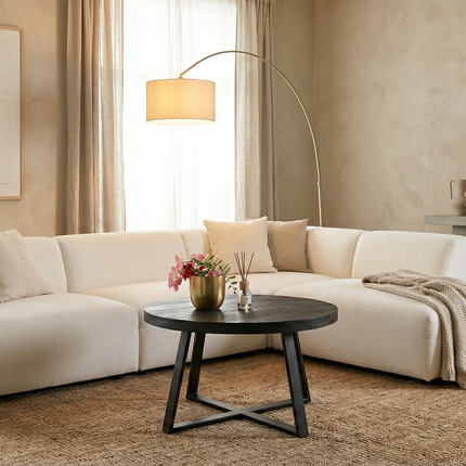 Salontafel rond zwart mangohout 75cm Teun