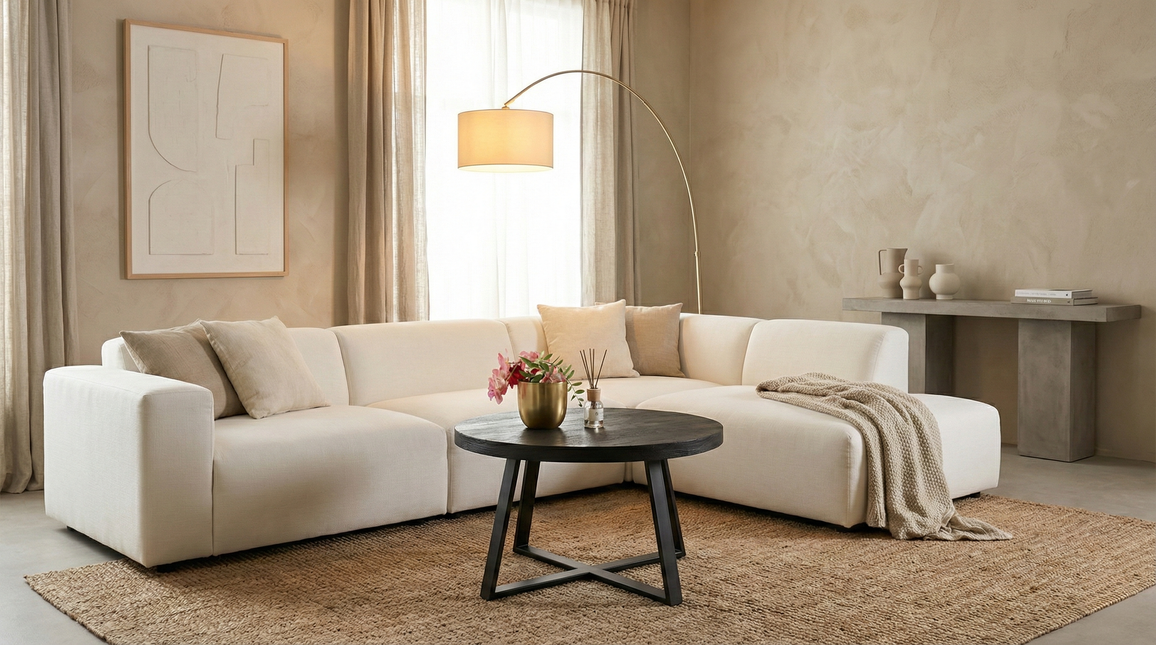 Salontafel rond zwart mangohout 75cm Teun