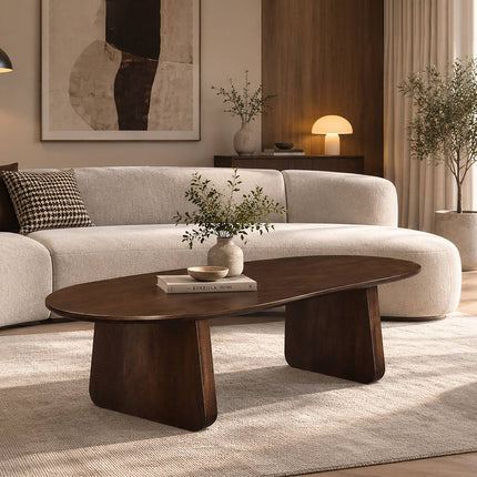 Salontafel Japandi organisch walnoot mangohout 120cm Hino