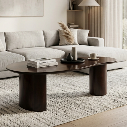 Salontafel Japandi organisch walnoot mangohout 120cm Fjord