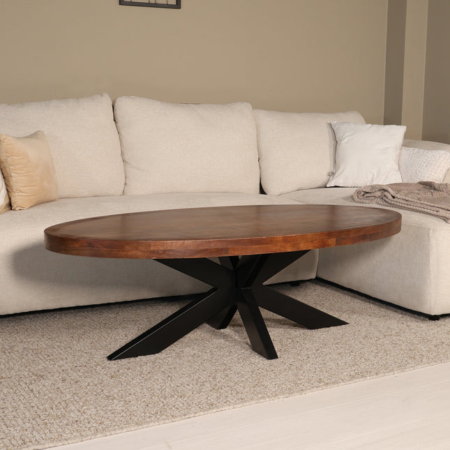 Salontafel ovaal bruin mangohout 140cm Jimmy