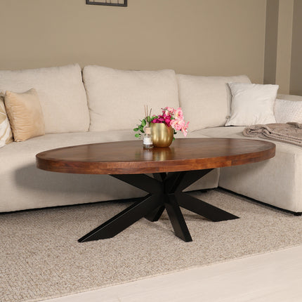 Salontafel ovaal bruin mangohout 140cm Jimmy