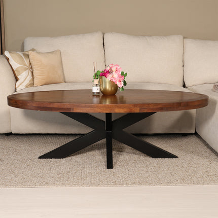 Salontafel ovaal bruin mangohout 140cm Jimmy