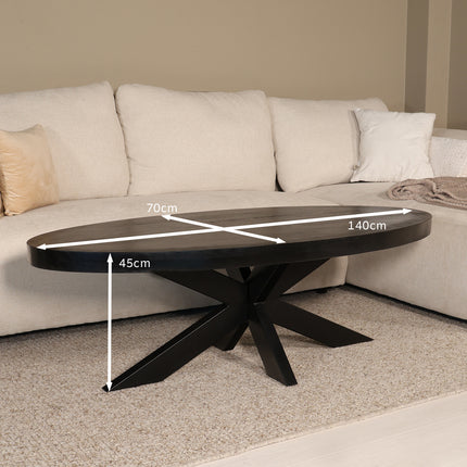 Salontafel ovaal zwart mangohout 140cm Jimmy