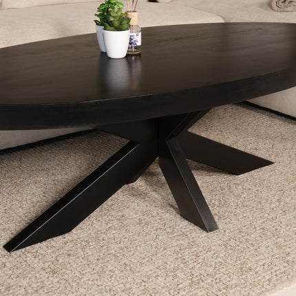 Salontafel ovaal zwart mangohout 140cm Jimmy