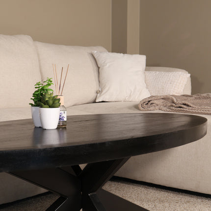 Salontafel ovaal zwart mangohout 140cm Jimmy