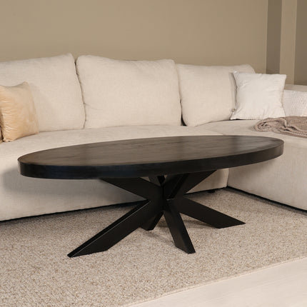 Salontafel ovaal zwart mangohout 140cm Jimmy