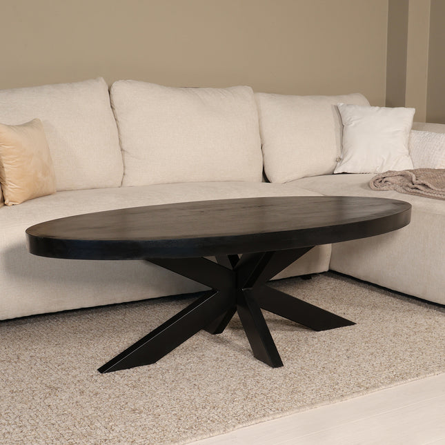 Salontafel ovaal zwart mangohout 140cm Jimmy