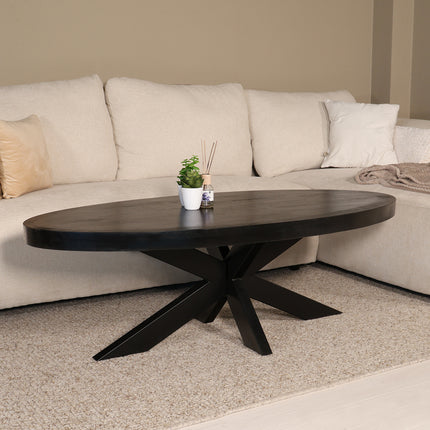 Salontafel ovaal zwart mangohout 140cm Jimmy