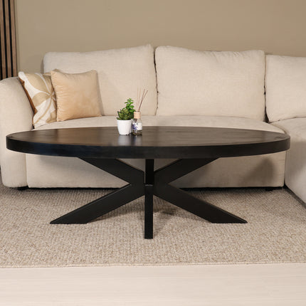 Salontafel ovaal zwart mangohout 140cm Jimmy