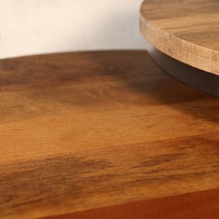 Salontafel rond 3delig bruin mangohout Jaell