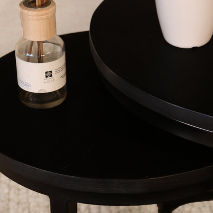 Salontafel rond 3delig zwart mangohout Jaell