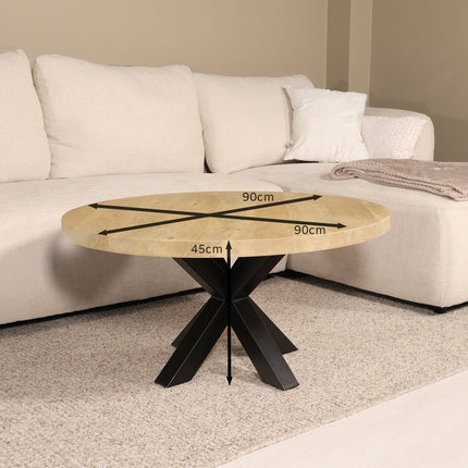 Salontafel rond lichtbruin mangohout 90cm Jesse