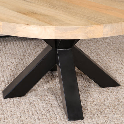 Salontafel rond lichtbruin mangohout 90cm Jesse