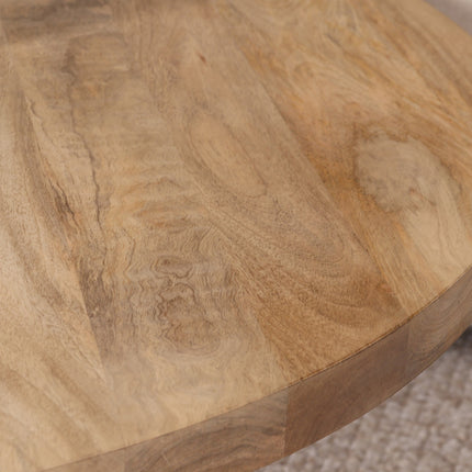 Salontafel rond lichtbruin mangohout 90cm Jesse