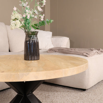 Salontafel rond lichtbruin mangohout 90cm Jesse