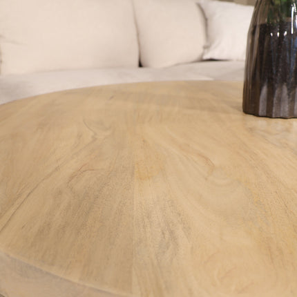 Salontafel rond lichtbruin mangohout 90cm Jesse