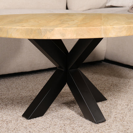 Salontafel rond lichtbruin mangohout 90cm Jesse