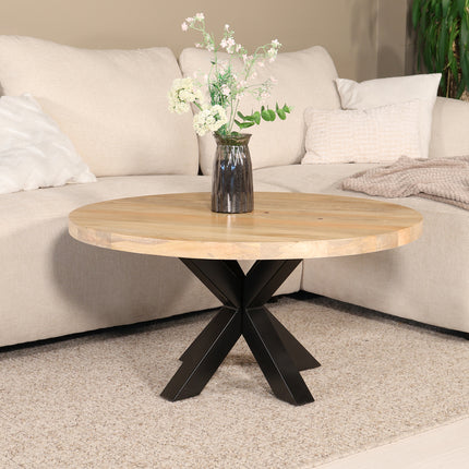 Salontafel rond lichtbruin mangohout 90cm Jesse