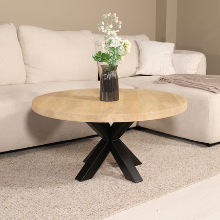 Salontafel rond lichtbruin mangohout 90cm Jesse