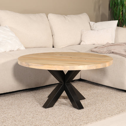 Salontafel rond lichtbruin mangohout 90cm Jesse
