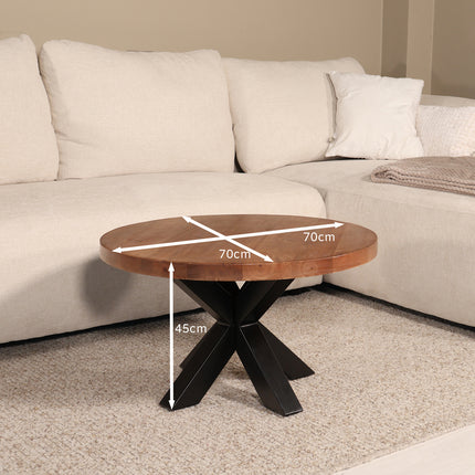 Salontafel rond walnoot mangohout 70cm Jesse
