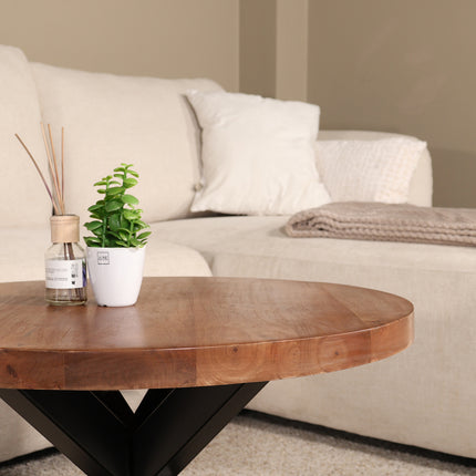 Salontafel rond walnoot mangohout 70cm Jesse